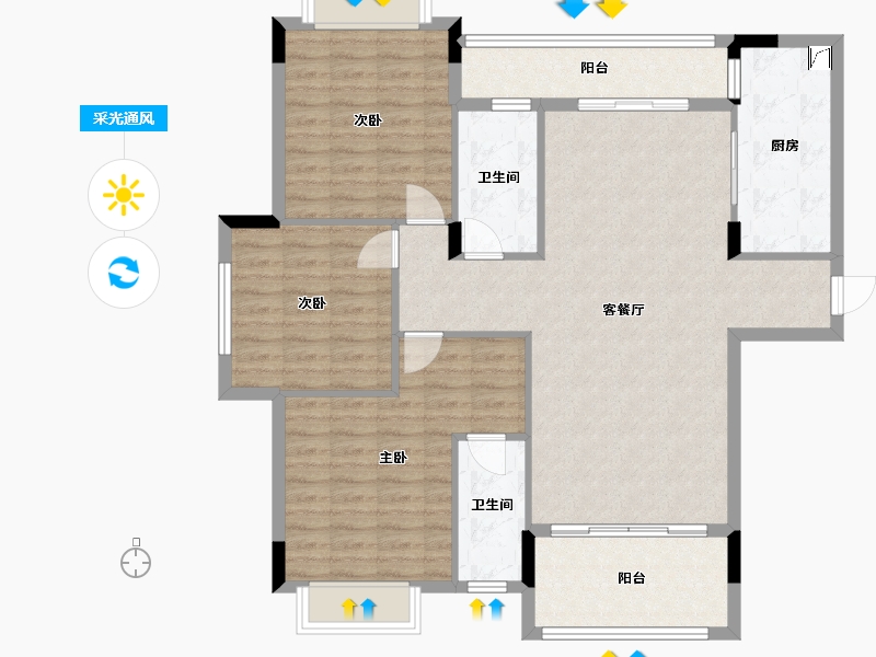 广东省-阳江市-碧桂园中兴铂金湾-102.00-户型库-采光通风