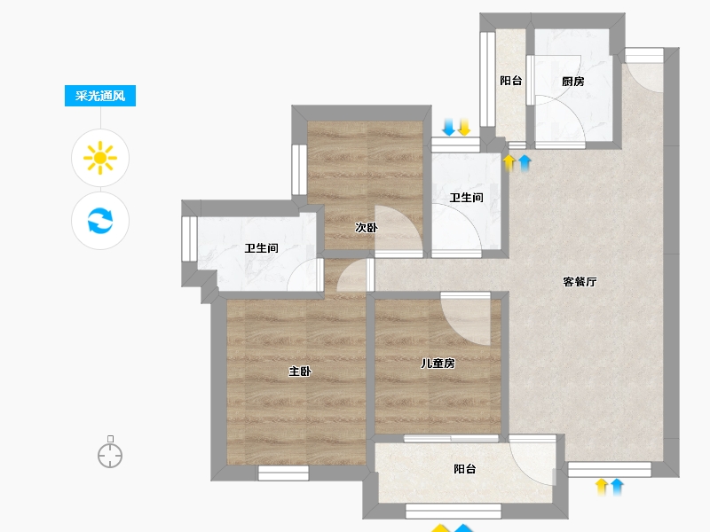 广东省-深圳市-荔园新村-73.20-户型库-采光通风