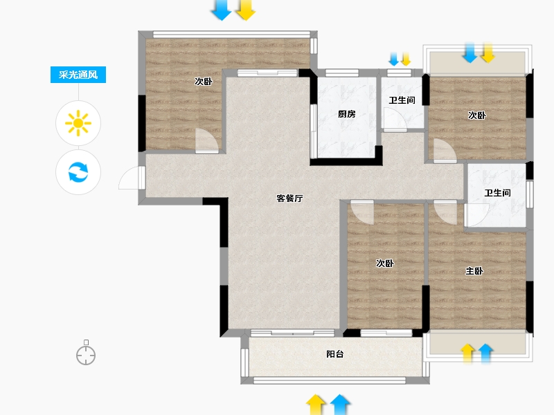 河南省-南阳市-文庭华苑-110.00-户型库-采光通风