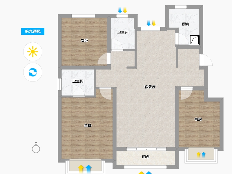 河北省-唐山市-水山凤凰玺-93.75-户型库-采光通风