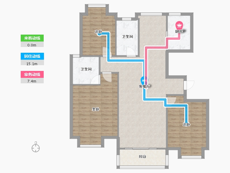 江苏省-苏州市-新庄花苑-110.00-户型库-动静线