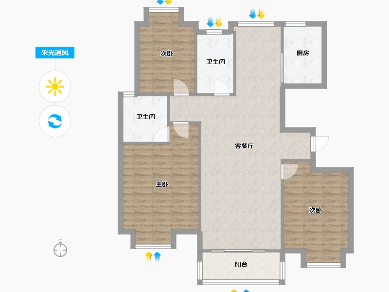 江苏省-苏州市-新庄花苑-110.00-户型库-采光通风