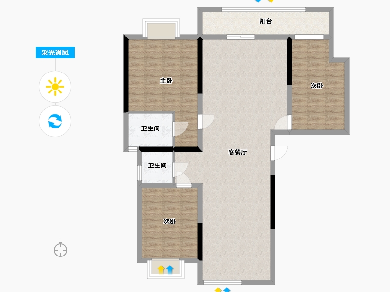 江苏省-盐城市-京师学院山-90.00-户型库-采光通风