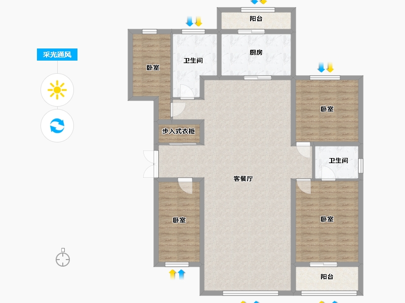 新疆维吾尔自治区-阿勒泰地区-金桦林小区-140.00-户型库-采光通风