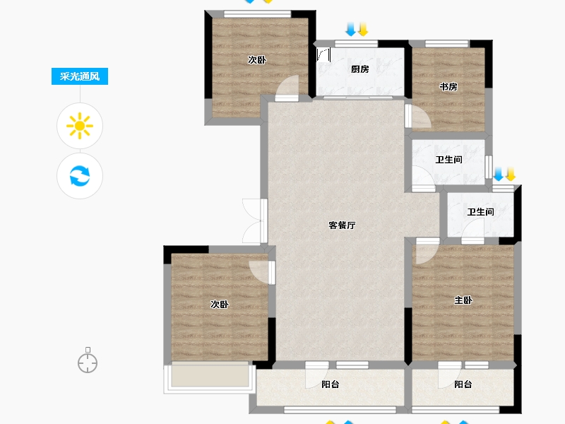 山东省-济宁市-青特瑞马星悦-115.00-户型库-采光通风