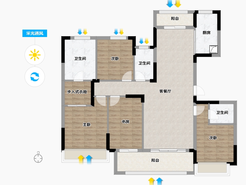 山东省-泰安市-紫薇苑-120.00-户型库-采光通风