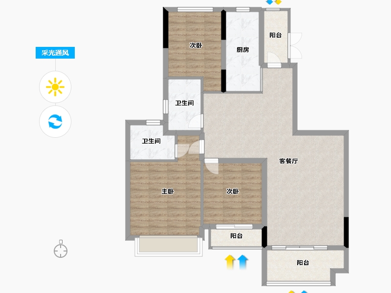 贵州省-贵阳市-新世界观麓-103.31-户型库-采光通风