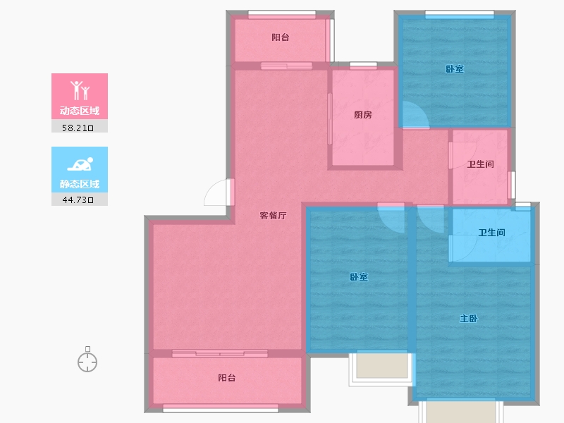 湖南省-常德市-阳明湖壹号-95.98-户型库-动静分区