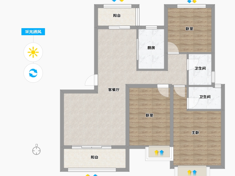 湖南省-常德市-阳明湖壹号-95.98-户型库-采光通风