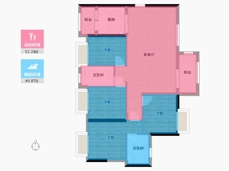 四川省-成都市-嘉裕第六州林语台-88.64-户型库-动静分区