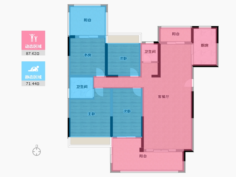 湖南省-邵阳市-昭鑫公园里-169.47-户型库-动静分区