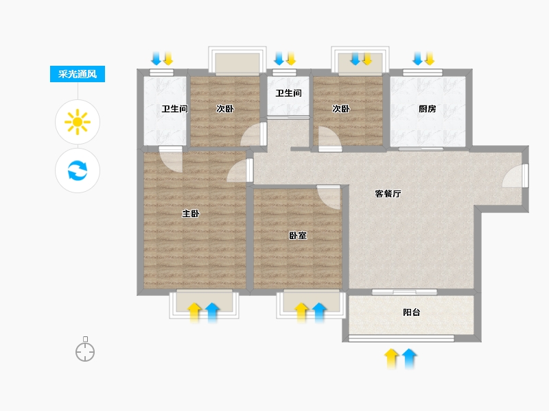 福建省-南平市-碧桂园外滩-101.08-户型库-采光通风