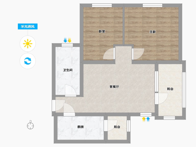 北京-北京市-南华小区-55.40-户型库-采光通风