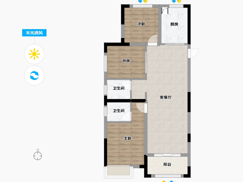 江苏省-苏州市-福侬庄园-78.00-户型库-采光通风