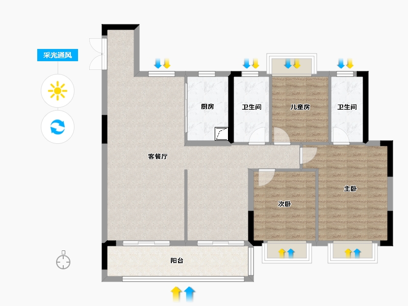 江西省-南昌市-安义公园壹号-108.10-户型库-采光通风