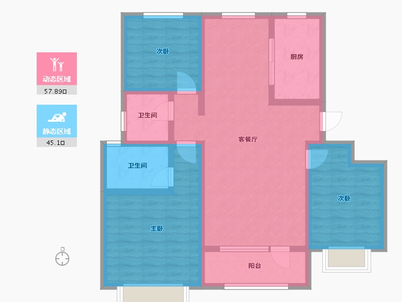 山东省-青岛市-宏远桃源东方-90.00-户型库-动静分区