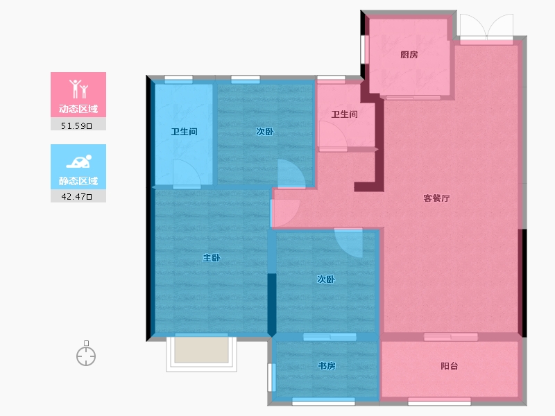 贵州省-六盘水市-盘州新天地-110.00-户型库-动静分区