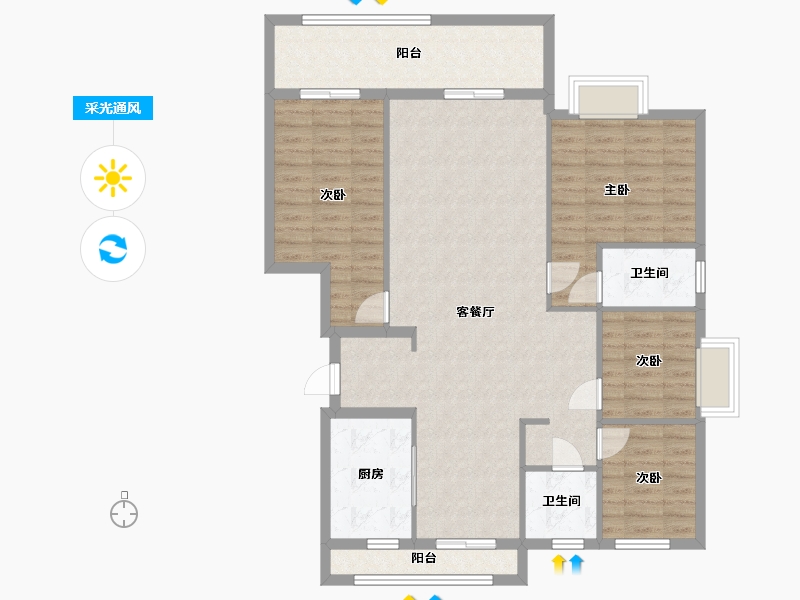 浙江省-丽水市-瓦窑头新村-140.00-户型库-采光通风