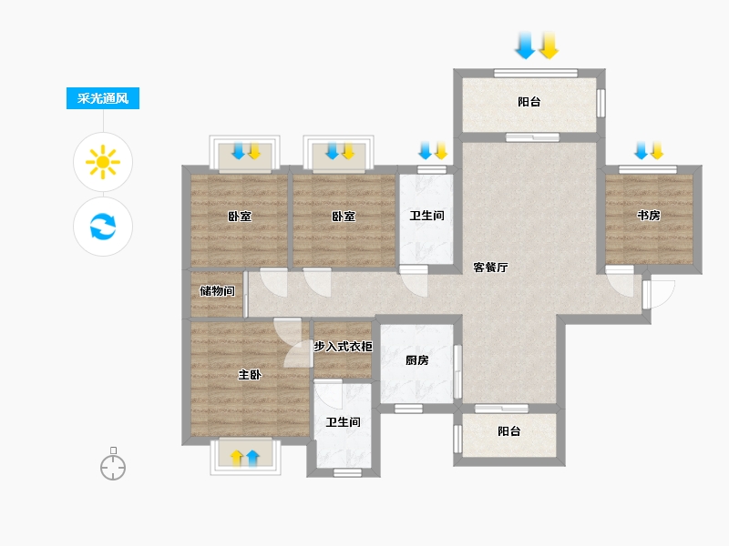 广西壮族自治区-南宁市-云星乾隆御园-120.00-户型库-采光通风