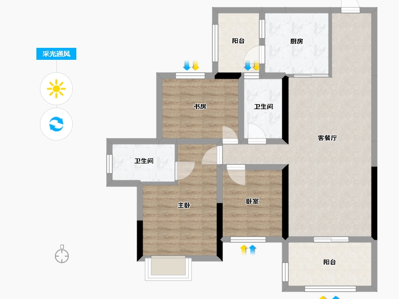 广西壮族自治区-贵港市-华泰荣御-80.00-户型库-采光通风