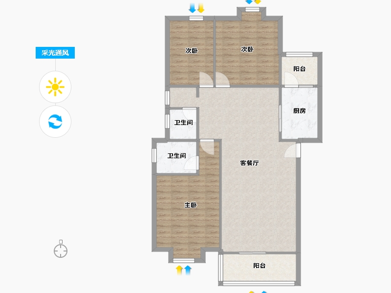 湖北省-武汉市-怡康苑-南区-110.00-户型库-采光通风