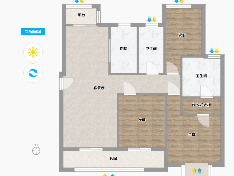 江苏省-常州市-琅越龙洲-125.00-户型库-采光通风