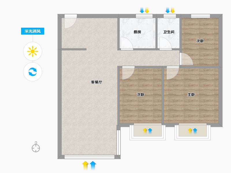 重庆-重庆市-晨曦华苑-85.00-户型库-采光通风