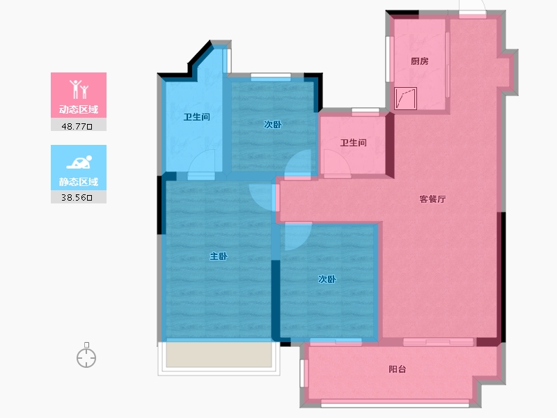 河南省-郑州市-新城玺越兰庭-77.00-户型库-动静分区