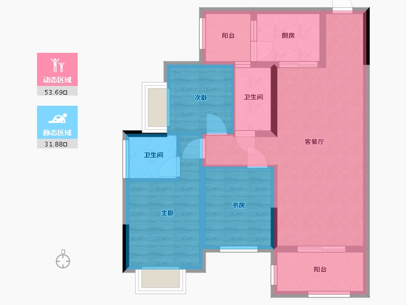 重庆-重庆市-泽京·南樾府-80.00-户型库-动静分区