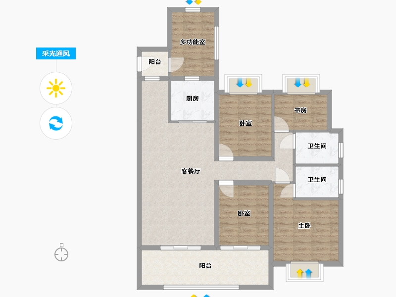 湖南省-邵阳市-湾田广场-119.00-户型库-采光通风