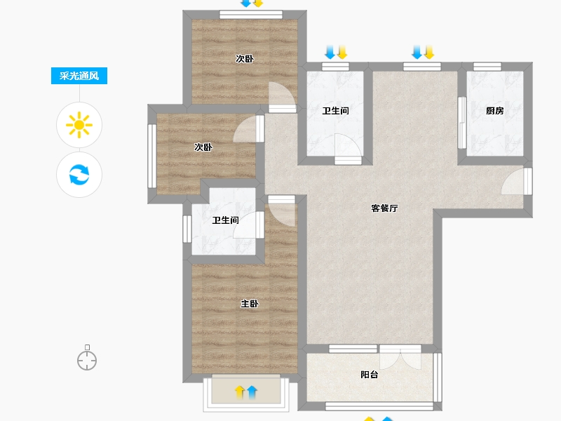 河北省-石家庄市-润江翡丽公馆-93.00-户型库-采光通风