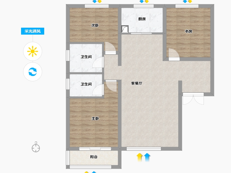 河北省-石家庄市-塔冢新村-96.00-户型库-采光通风