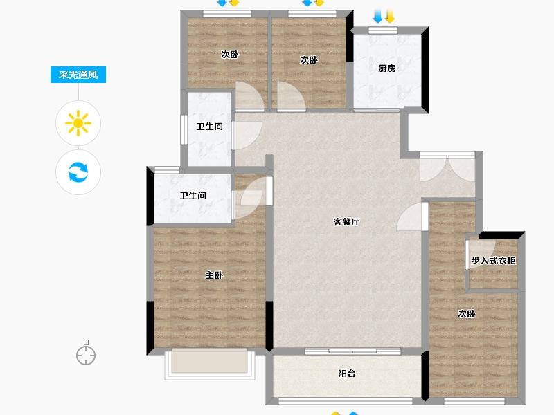 江苏省-徐州市-富春山居-118.00-户型库-采光通风