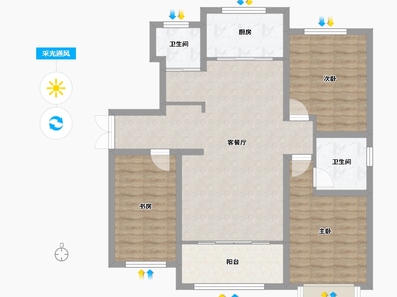 河北省-邯郸市-荣科枫林苑-92.76-户型库-采光通风