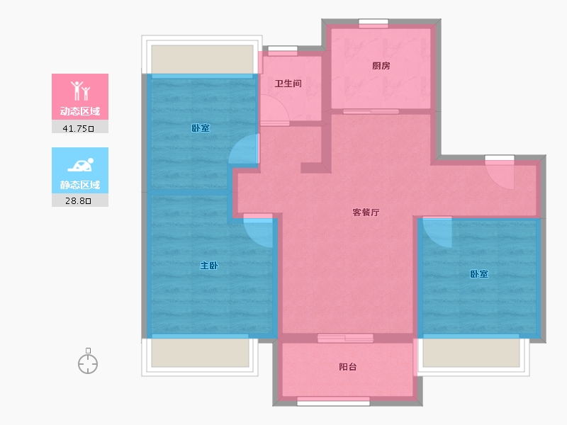 上海-上海市-新城千禧公园-62.00-户型库-动静分区