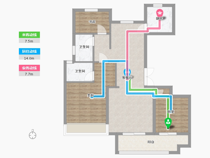 安徽省-宣城市-中梁江山御景-87.61-户型库-动静线