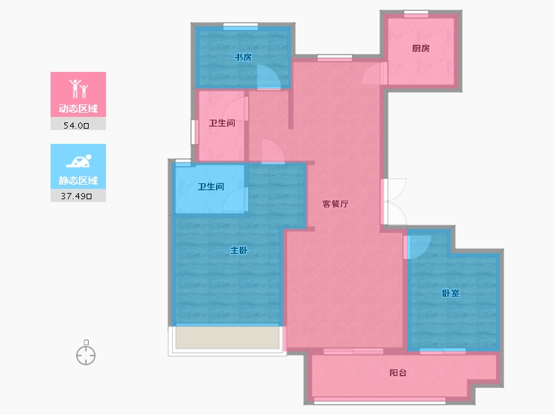 安徽省-宣城市-中梁江山御景-87.61-户型库-动静分区