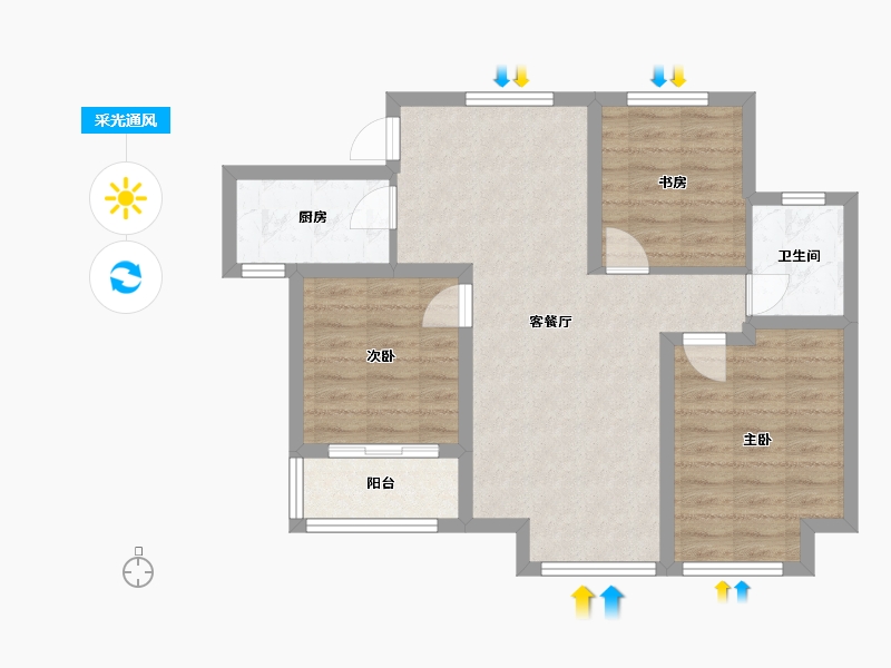 河北省-衡水市-悦湖庄园-71.33-户型库-采光通风