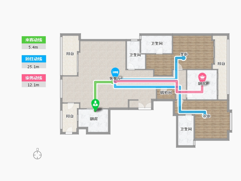 江苏省-苏州市-苏州湾景苑-西区-195.00-户型库-动静线