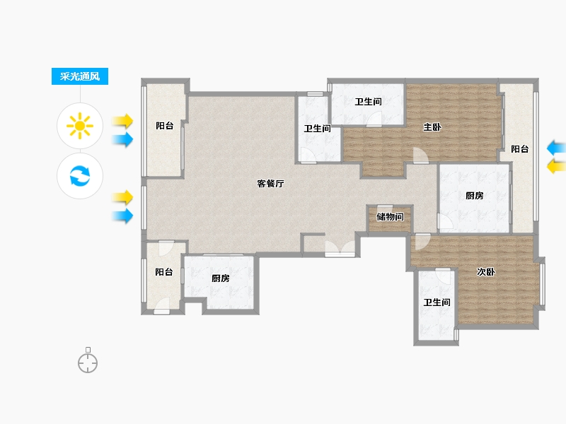 江苏省-苏州市-苏州湾景苑-西区-195.00-户型库-采光通风