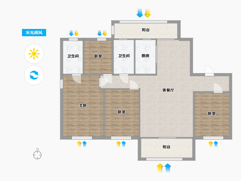 辽宁省-沈阳市-碧桂园御长白-121.80-户型库-采光通风