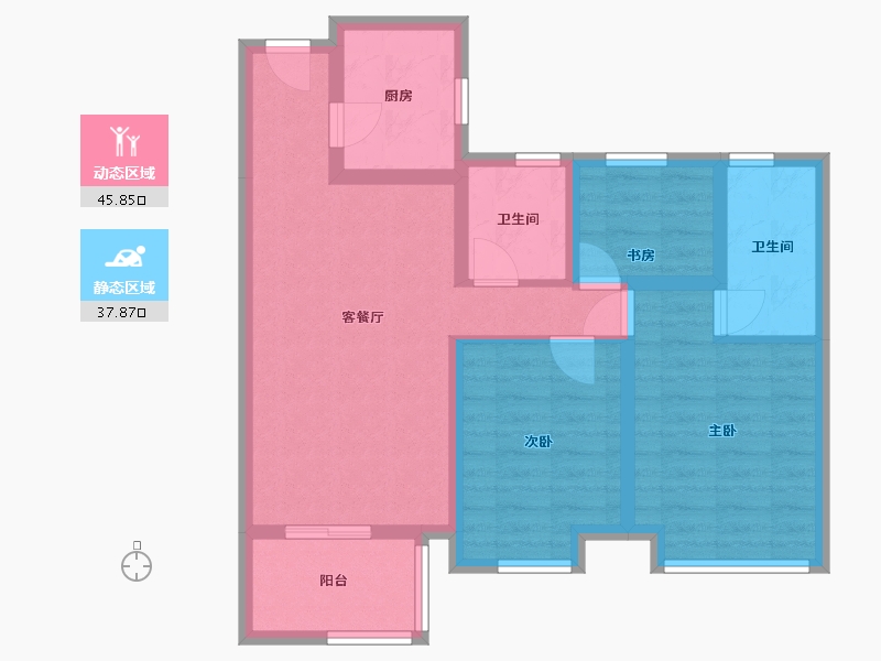 浙江省-杭州市-东海·闲湖城玉屏湾-85.30-户型库-动静分区