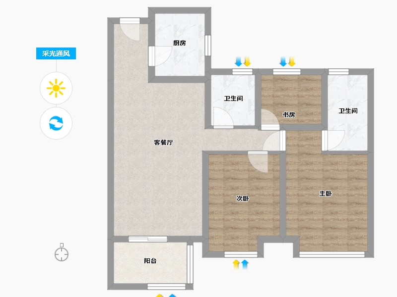 浙江省-杭州市-东海·闲湖城玉屏湾-85.30-户型库-采光通风