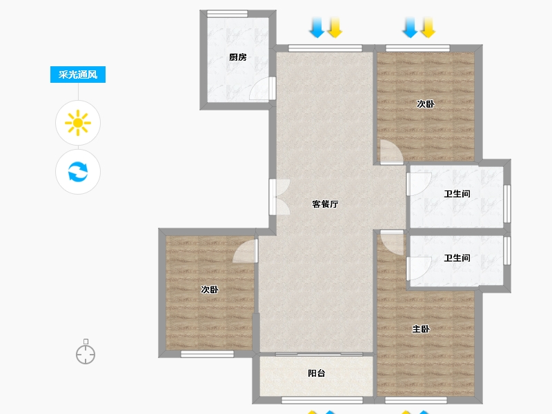 浙江省-嘉兴市-金洲海景-100.00-户型库-采光通风