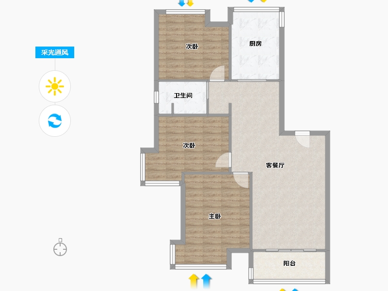 江苏省-南京市-万达紫金明珠-97.00-户型库-采光通风