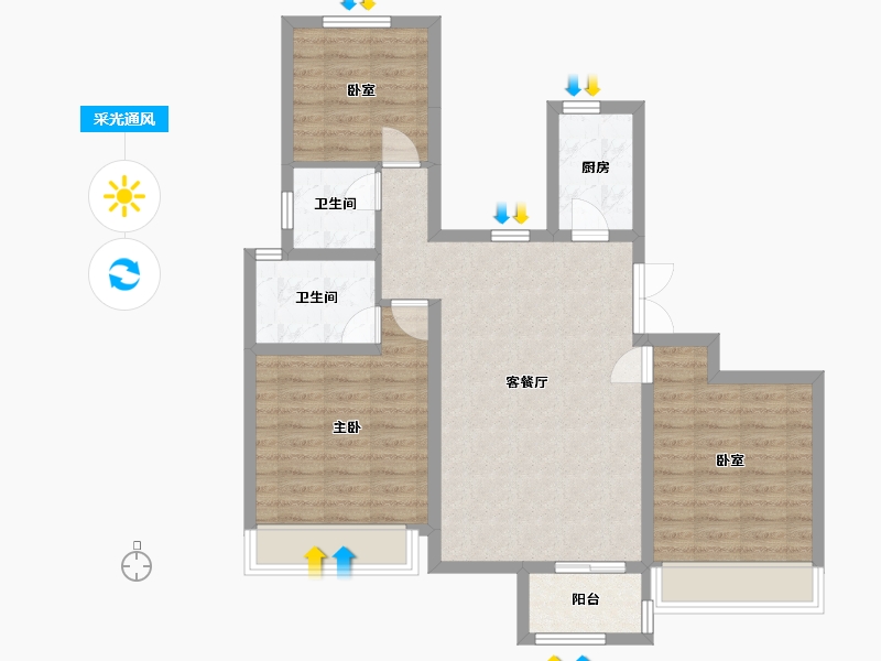 河南省-许昌市-中建·观湖悦府-90.78-户型库-采光通风