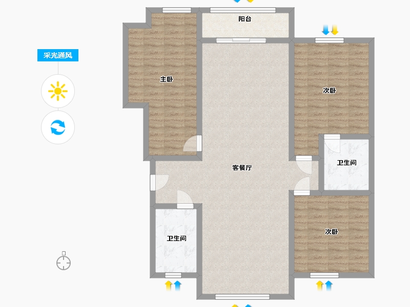 河北省-邯郸市-红街住宅-西区-120.00-户型库-采光通风