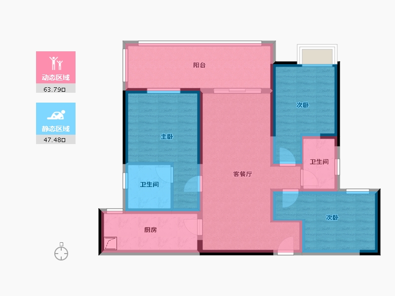 湖南省-长沙市-嘉宇北部湾-107.00-户型库-动静分区