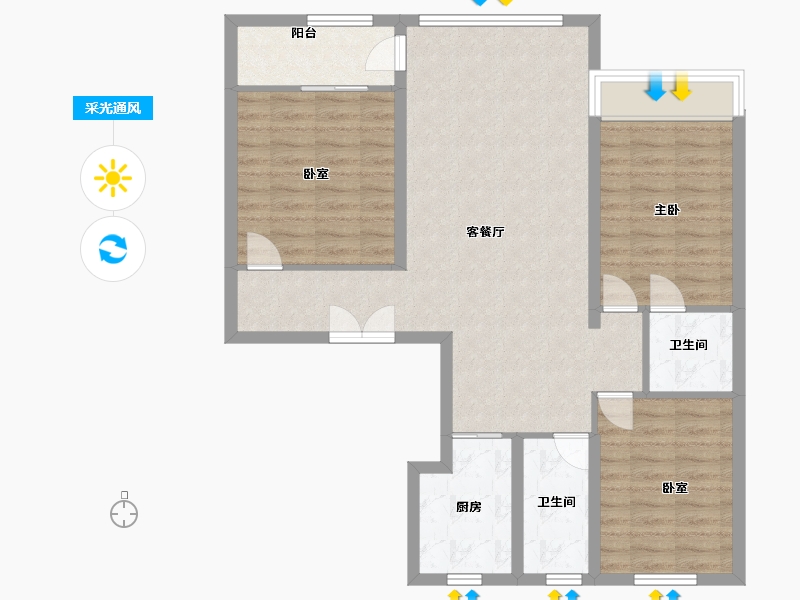 山东省-潍坊市-恒信宝通御园-90.00-户型库-采光通风