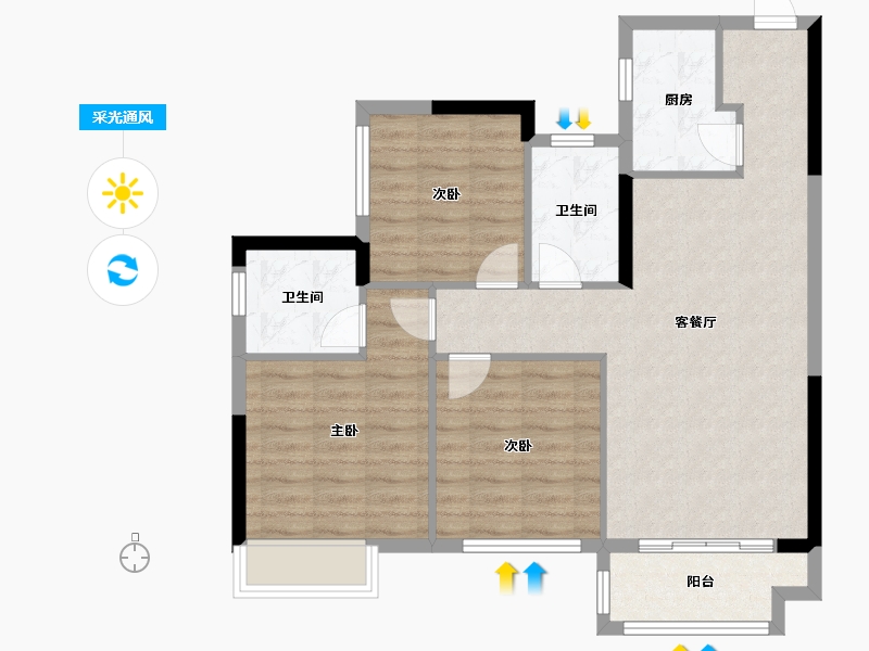 广西壮族自治区-桂林市-兴进颐景城-88.00-户型库-采光通风